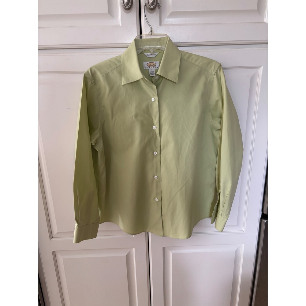Talbots Petites Sage Green Wrinkle Resistant Cotton Button Down Shirt Size 8P